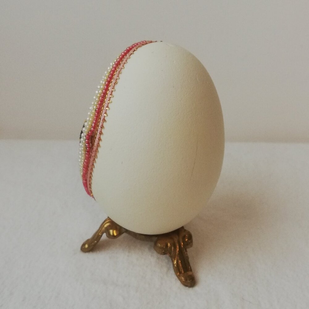 Vintage "The Enchanted" Goose Egg Diorama Trinket Box - White Maltese Puppy - Picture 7 of 9